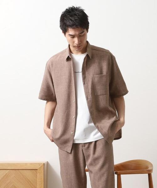 THE SHOP TK （ザ ショップ ティーケー ）の「リネンライク半袖シャツ セットアップ可（シャツ/ブラウス・メンズ・ベージュ/チャコールグレー/ネイビー/ブルー系その他・03/02/04）」の12枚目の写真