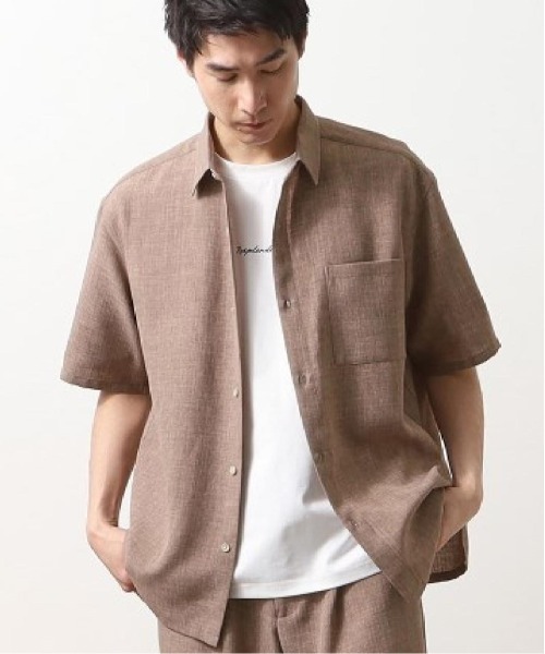 THE SHOP TK （ザ ショップ ティーケー ）の「リネンライク半袖シャツ セットアップ可（シャツ/ブラウス・メンズ・ベージュ/チャコールグレー/ネイビー/ブルー系その他・03/02/04）」の2枚目の写真