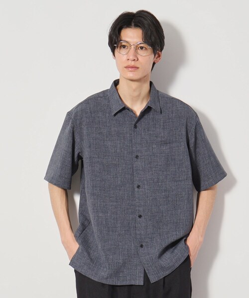 THE SHOP TK （ザ ショップ ティーケー ）の「リネンライク半袖シャツ セットアップ可（シャツ/ブラウス・メンズ・ベージュ/チャコールグレー/ネイビー/ブルー系その他・03/02/04）」の4枚目の写真