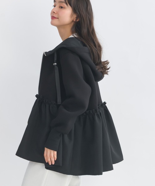 PICCIN PERLA(ピッチンペルラ)の「裾ギャザーフードパーカー(パーカー・レディース・ブラック・M)」の3枚目の写真