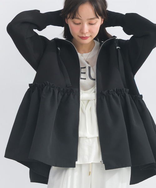 PICCIN PERLA(ピッチンペルラ)の「裾ギャザーフードパーカー(パーカー・レディース・ブラック・M)」の2枚目の写真