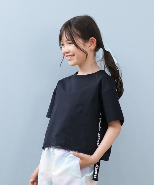 セール】RUSTY/ラスティー ライン入り半袖ラッシュガード キッズ