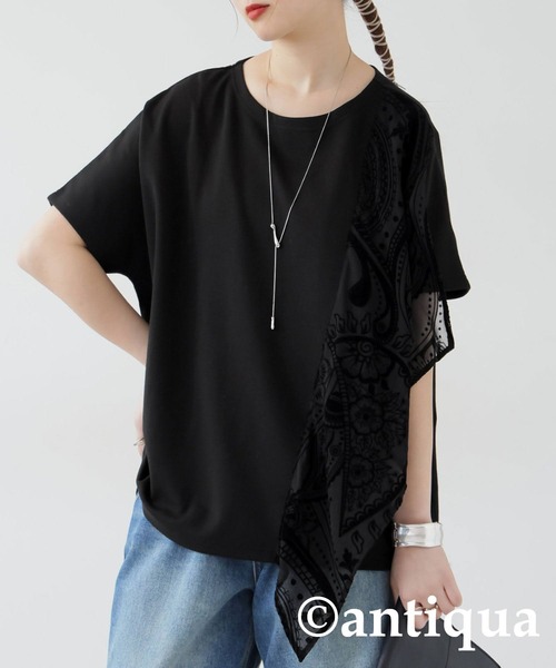 antiqua(アンティカ)の「ペイズリーデザイントップス(Tシャツ/カットソー・レディース・ブラック・ONESIZE)」の15枚目の写真