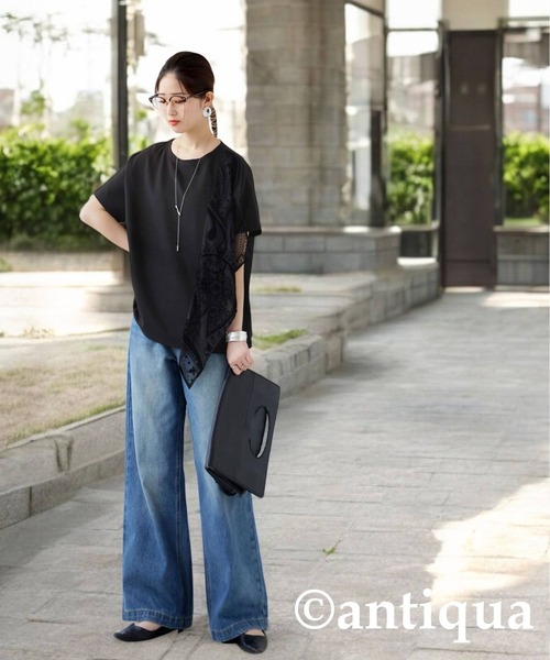 antiqua(アンティカ)の「ペイズリーデザイントップス(Tシャツ/カットソー・レディース・ブラック・ONESIZE)」の14枚目の写真