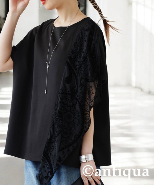 antiqua(アンティカ)の「ペイズリーデザイントップス(Tシャツ/カットソー・レディース・ブラック・ONESIZE)」の13枚目の写真