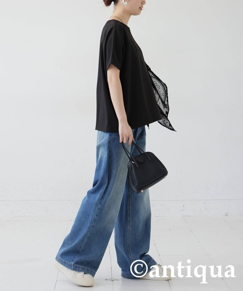 antiqua(アンティカ)の「ペイズリーデザイントップス(Tシャツ/カットソー・レディース・ブラック・ONESIZE)」の11枚目の写真