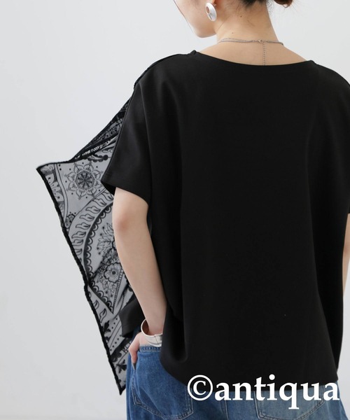 antiqua(アンティカ)の「ペイズリーデザイントップス(Tシャツ/カットソー・レディース・ブラック・ONESIZE)」の10枚目の写真