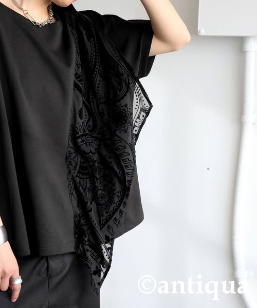 antiqua(アンティカ)の「ペイズリーデザイントップス(Tシャツ/カットソー・レディース・ブラック・ONESIZE)」の9枚目の写真