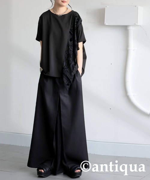 antiqua(アンティカ)の「ペイズリーデザイントップス(Tシャツ/カットソー・レディース・ブラック・ONESIZE)」の8枚目の写真