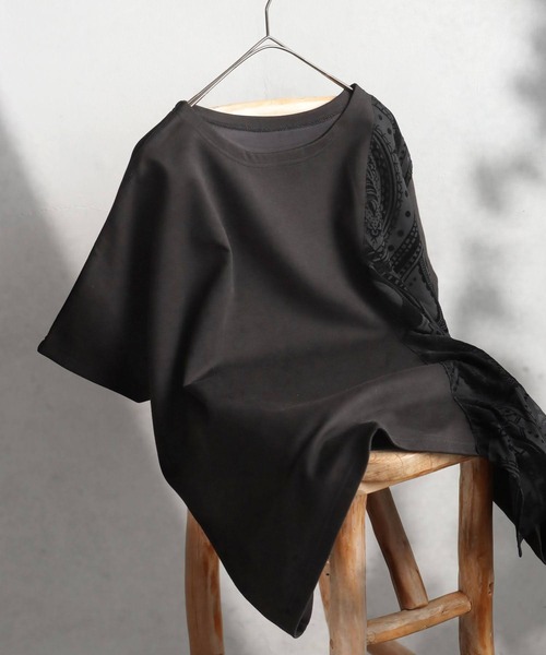 antiqua(アンティカ)の「ペイズリーデザイントップス(Tシャツ/カットソー・レディース・ブラック・ONESIZE)」の7枚目の写真