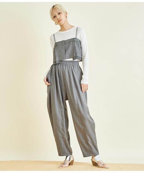 Settimissimo(セッティミッシモ)の「ヘリンボーン ストライプ カーブ パンツ(その他パンツ・レディース・ベージュ/グレー・FREE)」の5枚目の写真