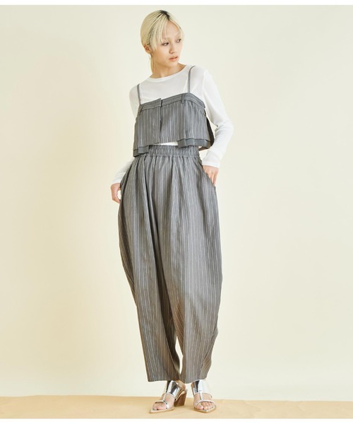 Settimissimo(セッティミッシモ)の「ヘリンボーン ストライプ カーブ パンツ(その他パンツ・レディース・ベージュ/グレー・FREE)」の6枚目の写真