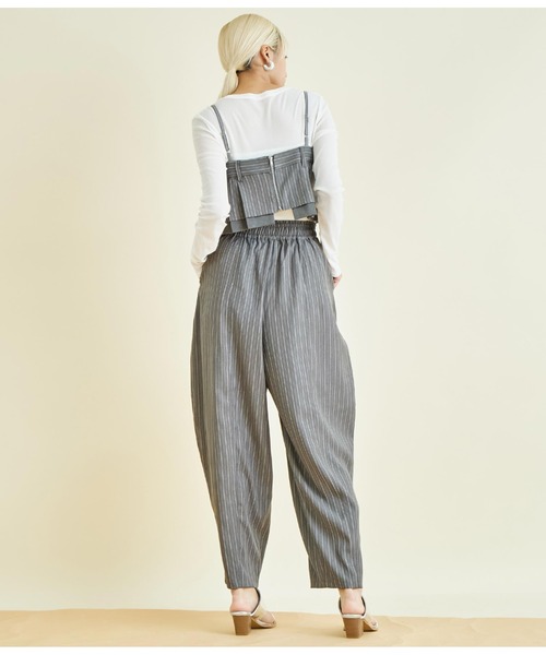 Settimissimo(セッティミッシモ)の「ヘリンボーン ストライプ カーブ パンツ(その他パンツ・レディース・ベージュ/グレー・FREE)」の8枚目の写真
