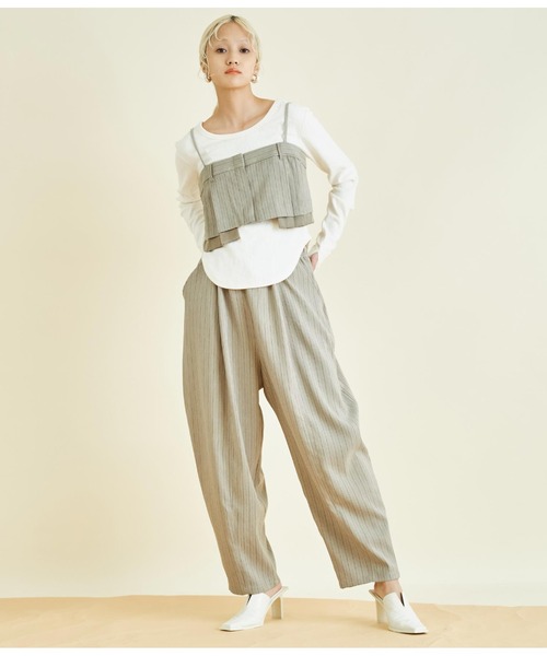 Settimissimo(セッティミッシモ)の「ヘリンボーン ストライプ カーブ パンツ(その他パンツ・レディース・ベージュ/グレー・FREE)」の13枚目の写真