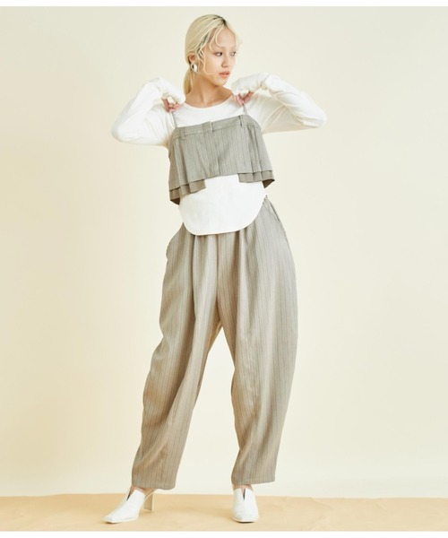 Settimissimo(セッティミッシモ)の「ヘリンボーン ストライプ カーブ パンツ(その他パンツ・レディース・ベージュ/グレー・FREE)」の14枚目の写真