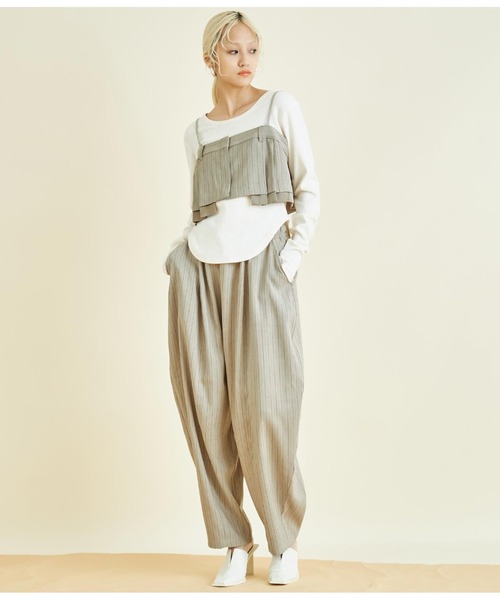 Settimissimo(セッティミッシモ)の「ヘリンボーン ストライプ カーブ パンツ(その他パンツ・レディース・ベージュ/グレー・FREE)」の15枚目の写真