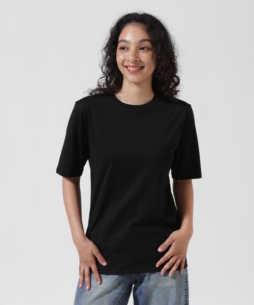 ATON（エイトン）の「ATON (エイトン) SUVIN 60/2 PERFECT S/S T-SHIRT（Tシャツ/カットソー・レディース・ブラック/ホワイト/キャメル/ホワイト系2・2）」の4枚目の写真