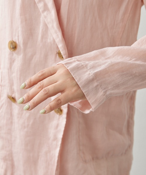 Whim Gazette（ウィムガゼット）の「ラミーダブルジャケット（テーラードジャケット・レディース・オフホワイト/チャコールグレー/ピンク・FREE）」の9枚目の写真