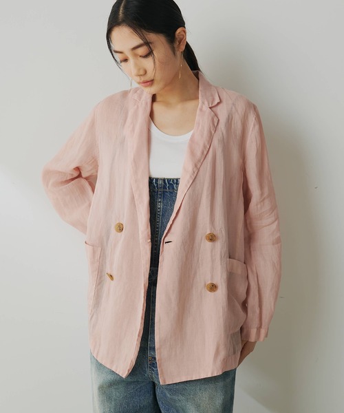 Whim Gazette（ウィムガゼット）の「ラミーダブルジャケット（テーラードジャケット・レディース・オフホワイト/チャコールグレー/ピンク・FREE）」の19枚目の写真