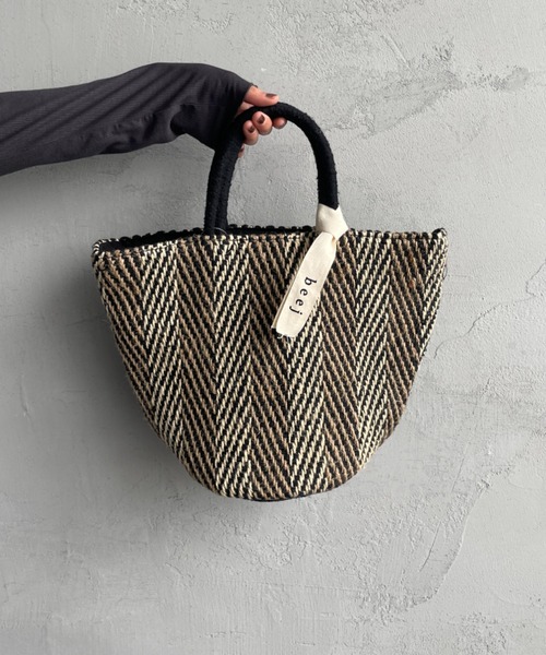 【新品】ビージ　beej 　バケツ　トート　ウェーブ柄　バッグ　ブラック beej-43-bag-it008_z.jpg