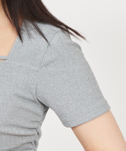 ROYAL PARTY(ロイヤルパーティー)の「ビットギャザーカットトップス(Tシャツ/カットソー・レディース・オフホワイト/グレー/ブラック・FREE)」の15枚目の写真