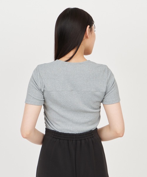 ROYAL PARTY(ロイヤルパーティー)の「ビットギャザーカットトップス(Tシャツ/カットソー・レディース・オフホワイト/グレー/ブラック・FREE)」の6枚目の写真