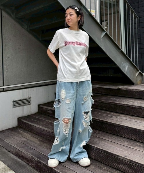 Candy Stripper（キャンディストリッパー）の「PRETTY THINGS Tシャツ（Tシャツ/カットソー・レディース・ライトブルー/ブラック/ピンク/オフホワイト・M/L/XL）」の14枚目の写真