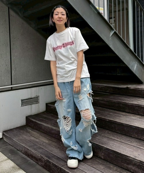 Candy Stripper（キャンディストリッパー）の「PRETTY THINGS Tシャツ（Tシャツ/カットソー・レディース・ライトブルー/ブラック/ピンク/オフホワイト・M/L/XL）」の13枚目の写真