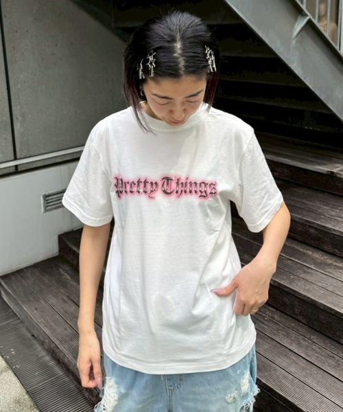 Candy Stripper（キャンディストリッパー）の「PRETTY THINGS Tシャツ（Tシャツ/カットソー・レディース・ライトブルー/ブラック/ピンク/オフホワイト・M/L/XL）」の12枚目の写真