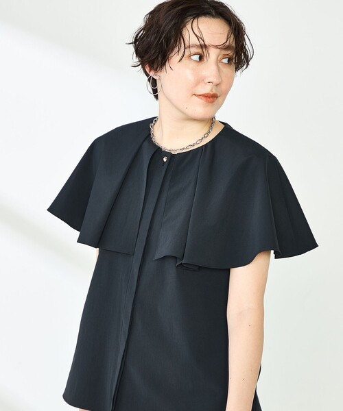 NOLLEY'S sophi⭐️薄手スーツ上下、黒色、サイズ40/38w68 セール】高機能 タフタケープブラウス（シャツ/ブラウス