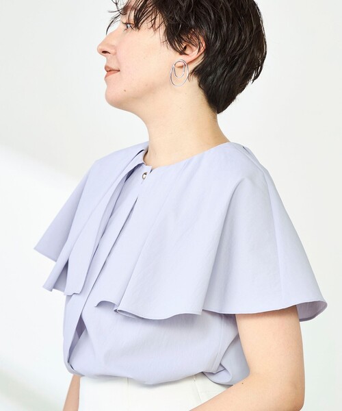 NOLLEY’S Sophi（ノーリーズソフィ）の「高機能 タフタケープブラウス（シャツ/ブラウス・レディース・ホワイト/ラベンダー/ブラック・38）」の4枚目の写真