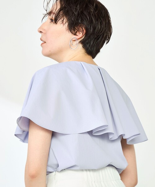 NOLLEY’S Sophi（ノーリーズソフィ）の「高機能 タフタケープブラウス（シャツ/ブラウス・レディース・ホワイト/ラベンダー/ブラック・38）」の5枚目の写真