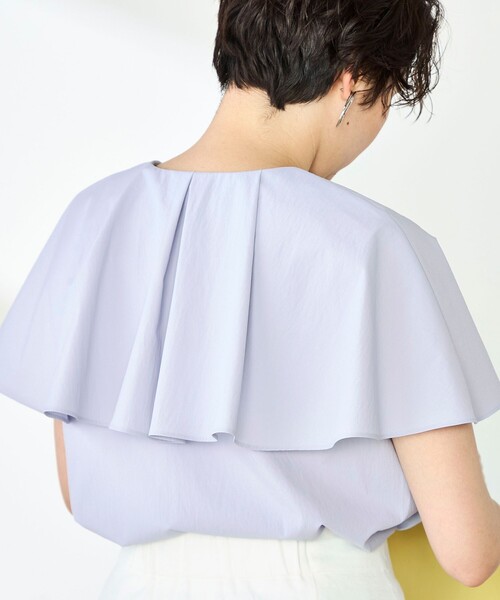 NOLLEY’S Sophi（ノーリーズソフィ）の「高機能 タフタケープブラウス（シャツ/ブラウス・レディース・ホワイト/ラベンダー/ブラック・38）」の6枚目の写真
