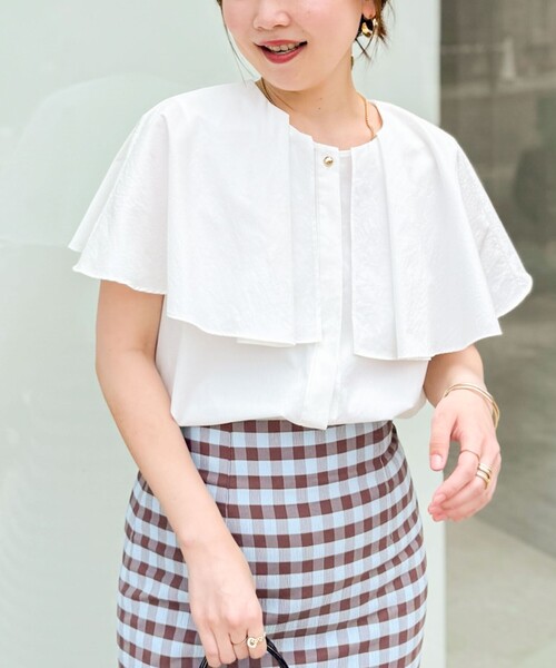 NOLLEY’S Sophi（ノーリーズソフィ）の「高機能 タフタケープブラウス（シャツ/ブラウス・レディース・ホワイト/ラベンダー/ブラック・38）」の11枚目の写真