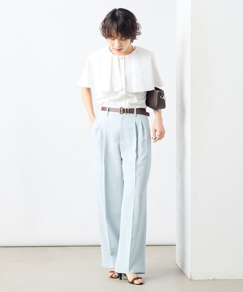 NOLLEY’S Sophi（ノーリーズソフィ）の「高機能 タフタケープブラウス（シャツ/ブラウス・レディース・ホワイト/ラベンダー/ブラック・38）」の14枚目の写真