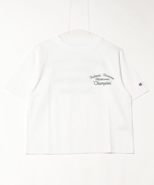 Champion（チャンピオン）の「【別注】チャンピオン  SHORT SLEEVE T-SHIRT_ 限定コラボ（Tシャツ/カットソー・レディース・ホワイト/ネイビー・M/L）」の2枚目の写真