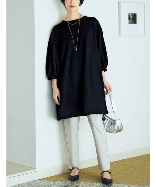 IEDIT（イディット）の「ＩＥＤＩＴ　ぽわんとした袖がフェミニンなゆるチュニック（チュニック・レディース・ベージュ/ブラック・M/L/LL/3L/S）」の3枚目の写真