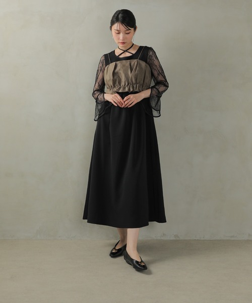 Kana（カナ）の「クロスネックリボンワンピース ビスチェ 2点セット