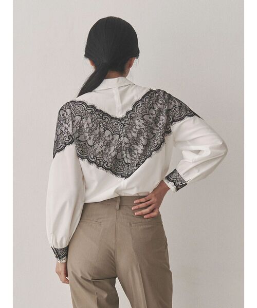 TONAL（トーナル）の「レースドッキングシャツ（シャツ/ブラウス・レディース・ライトブルー/ブラック/オフホワイト・MEDIUM）」の6枚目の写真