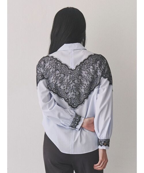 TONAL（トーナル）の「レースドッキングシャツ（シャツ/ブラウス・レディース・ライトブルー/ブラック/オフホワイト・MEDIUM）」の7枚目の写真