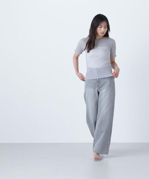 NATURAL BEAUTY BASIC(ナチュラルビューティーベーシック)の「◇シアーストライプリブニット(ニット/セーター・レディース・ブラウン/ブラック/グレー・FREE)」の14枚目の写真