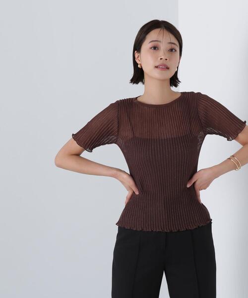 NATURAL BEAUTY BASIC(ナチュラルビューティーベーシック)の「◇シアーストライプリブニット(ニット/セーター・レディース・ブラウン/ブラック/グレー・FREE)」の6枚目の写真