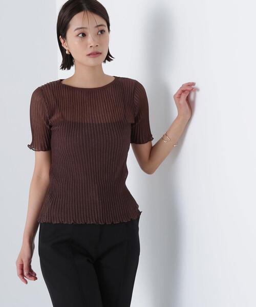 NATURAL BEAUTY BASIC(ナチュラルビューティーベーシック)の「◇シアーストライプリブニット(ニット/セーター・レディース・ブラウン/ブラック/グレー・FREE)」の8枚目の写真