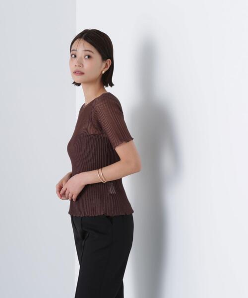 NATURAL BEAUTY BASIC(ナチュラルビューティーベーシック)の「◇シアーストライプリブニット(ニット/セーター・レディース・ブラウン/ブラック/グレー・FREE)」の10枚目の写真