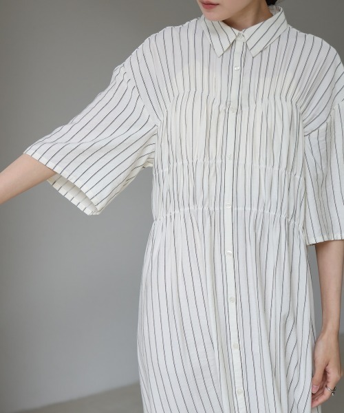 Bab（バブ）の「【S・Mサイズ展開】ビスチェ風シャツワンピース（シャツワンピース・レディース・ピンク/ブルー/アイボリー/ブラック・S/M）」の11枚目の写真