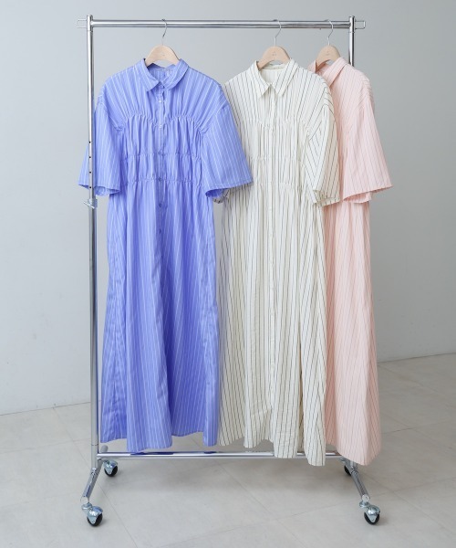 Bab（バブ）の「【S・Mサイズ展開】ビスチェ風シャツワンピース（シャツワンピース・レディース・ピンク/ブルー/アイボリー/ブラック・S/M）」の8枚目の写真