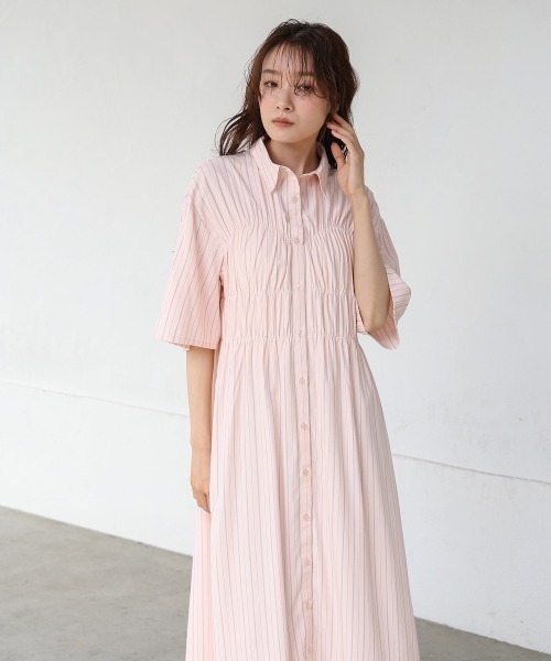 Bab（バブ）の「【S・Mサイズ展開】ビスチェ風シャツワンピース（シャツワンピース・レディース・ピンク/ブルー/アイボリー/ブラック・S/M）」の21枚目の写真