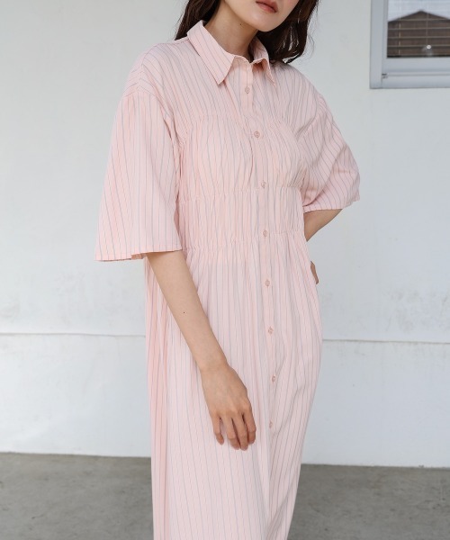 Bab（バブ）の「【S・Mサイズ展開】ビスチェ風シャツワンピース（シャツワンピース・レディース・ピンク/ブルー/アイボリー/ブラック・S/M）」の19枚目の写真