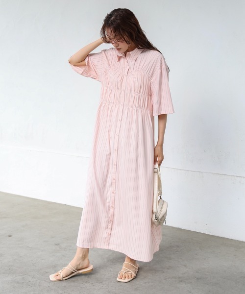 Bab（バブ）の「【S・Mサイズ展開】ビスチェ風シャツワンピース（シャツワンピース・レディース・ピンク/ブルー/アイボリー/ブラック・S/M）」の20枚目の写真