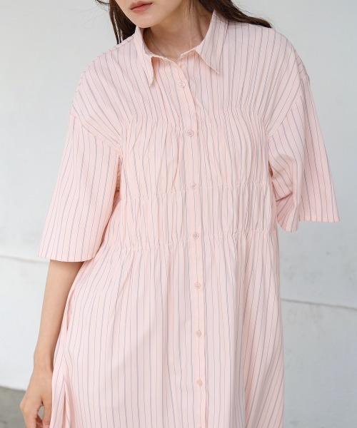 Bab（バブ）の「【S・Mサイズ展開】ビスチェ風シャツワンピース（シャツワンピース・レディース・ピンク/ブルー/アイボリー/ブラック・S/M）」の18枚目の写真